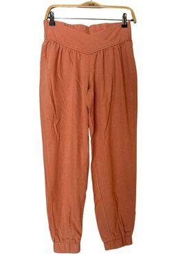 Banjara Linen Blend Apricot Elastic Waist Pants M